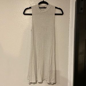 High neck striped dress